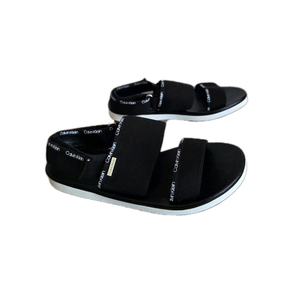Calvin Klein Zona Women's Black Sandals 6.5 White Comfort Summer Shoe - Picture 2 of 7